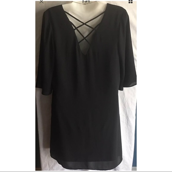 DR2 Dresses & Skirts - ⬇️$11 DR2 Black Shirt Dress Criss Cross Back Small